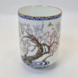 FP Japan 1985 Plum Blossom Bird Porcelain Tea Cup Vintage Asian Floral Mug